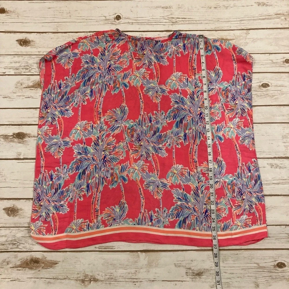 Lilly Pulitzer Girls Cover Up Caftan Tunic Nice Stems Flamingo Pink Youth Large